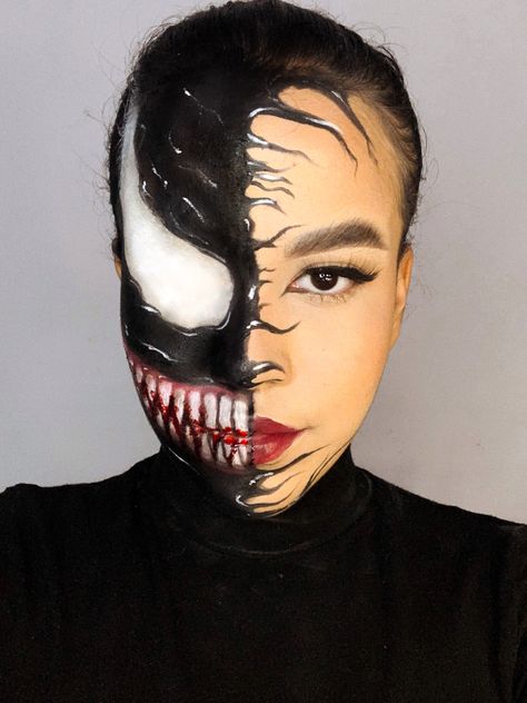 Venom Makeup, Facepaint, Venom, Face Painting, Halloween Makeup, Halloween Face, Face Makeup, Halloween Face Makeup, Spiderman