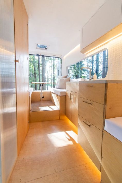 Scandinavian design an conversion ram promaster Ram Promaster Conversion, Promaster Conversion, Scandi Japandi, Japandi Aesthetic, Translucent Wall, Van Dwelling, Tiny House Talk, Micro Apartment, Van Conversion Interior