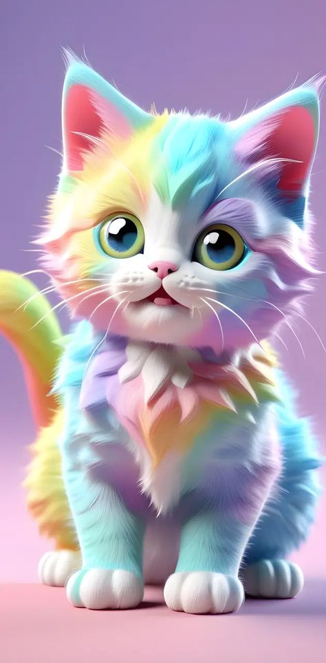 Wallpaper March, Kitty Wallpaper, March 1st, Cat Wallpaper, Animal Drawings, Kitty, Rainbow, Wallpapers, Drawings