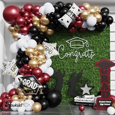 Amazon.com: 2024 Burgundy Graduation Party Decorations, Burgundy Gold Black Balloon Garland Arch with GRAD Foil Balloons for Graduation Birthday Congrats Grad High School & College Celebrations : Home & Kitchen Burgundy Graduation Party, Black Balloon Garland, Black Balloon, Graduation Party Decorations, Graduation Balloons, Garland Arch, Graduation Theme, Black Balloons, Kids Gift Guide