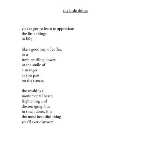 Poems About Enjoying The Moment, Little Things That Aren't Little, It’s The Little Things Quotes, Its The Little Things Quotes, Appreciate The Little Things Quotes, Little Things In Life Quotes, The Little Things Quotes, Quotes Madness, Enjoy The Little Things Quote