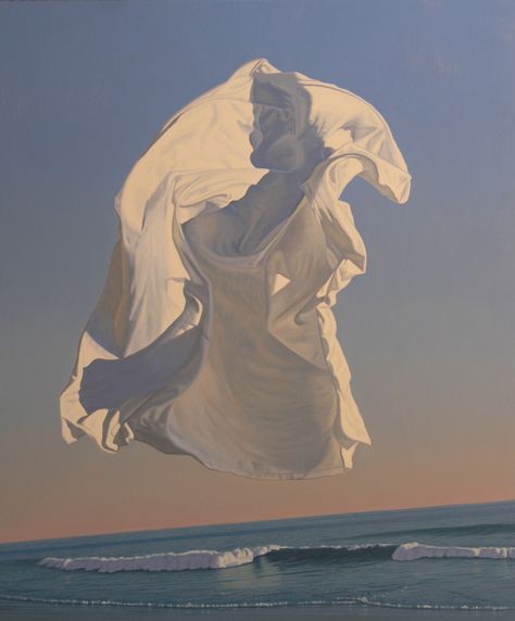 David Ligare: Post-Modern, Neo-Classic American Artist White Cloth, The Ocean, A Woman, White, Art