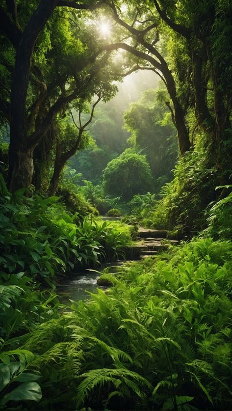 Forest Scenes Photography, Beautiful Garden Painting, Natural Green Aesthetic, Lush Green Landscape, Lush Forest Aesthetic, Beautiful Paintings Of Nature Landscapes, Aesthetic Forest Pictures, Green Nature Aesthetic Wallpaper, Green Trees Aesthetic