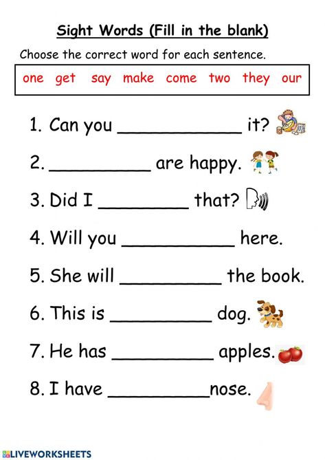 Sight Word Worksheet, Words Worksheet, Basic Sight Words, Sight Words Printables, Sight Words List, Spelling Worksheets, Tricky Words, Dolch Sight Words, Sight Word Worksheets