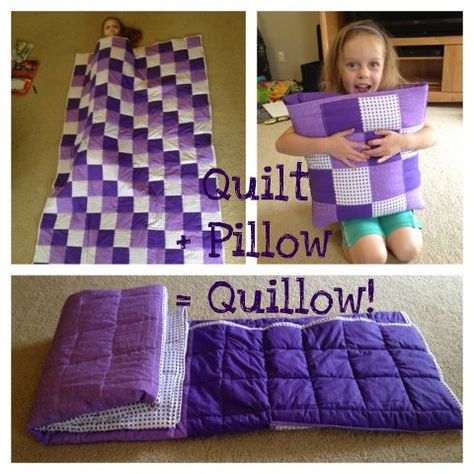 Quilt + Pillow = Quillow I have purchased Quillow.  Now I can make one!  Great high school grad gift for use in a dorm room.  Hubby likely headed for chemo and I can see him needing something to keep him warm during those times. Think he will get one just for that. Quillow Pattern, Beginners Quilting, Quilt Pillows, Quilt Pillow, Make A Quilt, Quilting Blocks, Slip Covers, Childrens Quilts, Lap Quilts