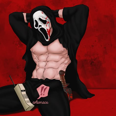 Hot Ghost Face Fan Art, Buff Ghostface, Scream Movie Fanart, Ghostface Scream Fanart, Ghostface Fanart Spicy, Ghostface Thirst, Hot Ghostface Fanart, Scream Art Ghostface, Horror Villains Fan Art