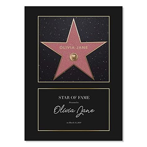 Personalized Hollywood Walk of Fame Star Black Border Extra Print, Unframed Diy Teacher Gifts Appreciation, Lawyer Cake, Career Affirmations, Star Poster, Hollywood Poster, Wall Of Fame, Star Awards, Star Black, Diy Teacher Gifts