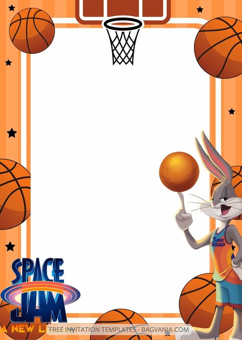 Basketball Theme Invitation Templates, Basketball Party Invitations Free, Basketball Birthday Invitations Free, Basketball Invitations Birthday, Basketball Birthday Party Invitations, Ball Theme Party, Space Jam Theme, Basketball Birthday Invitations, Basketball Theme Birthday