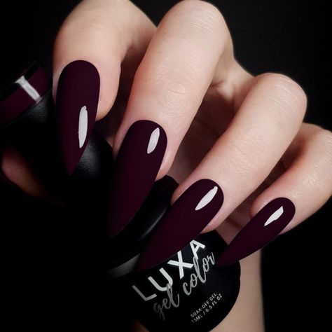 Burgundy And Black Nails Acrylic, Purple Stiletto Nails, Maroon Nail Designs, Box Background, Fall Nail Trends, Grunge Nails, Thanksgiving Nails, Nail Art Wedding, Autumn Nails