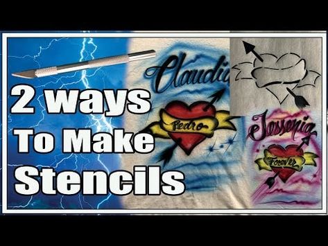 (1336) how to make a stencil for airbrush shirts / 2 ways to cut /2 ways to use it - YouTube How To Airbrush Shirts, Airbrushing Ideas, Make A Stencil, Airbrush Shirts, Airbrush Painting, Airbrush Tattoo, Sticky Paper, How To Make Stencils, Brush Painting