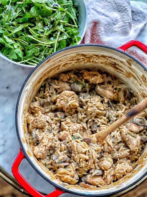 Meal Prep Recipes - Page 2 of 15 - Healthier Meal Prep Recipes - Sweet Savory and Steph Sweet And Savory Steph, Chicken And Mushroom Orzo, Sweet Savory And Steph, Chicken Marsala Pasta, Mushroom Orzo, Chicken With Prosciutto, Cookbook Club, Chicken And Mushroom, Light Food