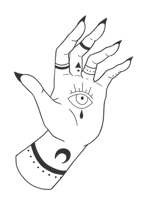 "Hand with an Eye Tattoo" Art Print by RainyTuesday | Redbubble Hand Tattoos Easy To Draw, Tattoos To Draw, Easy Tattoos To Draw, Line Drawing Tattoos, Small Wave Tattoo, Tattoos For Black Skin, Image Svg, Line Art Tattoos, Waves Tattoo