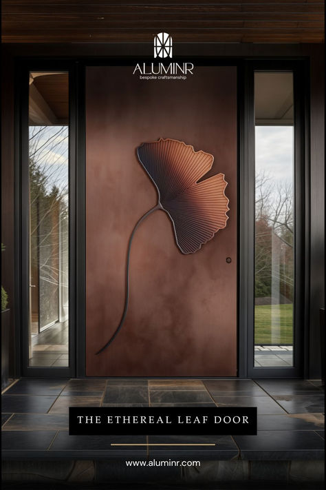 The nature motif of the Ethereal Leaf door adds an element of extravagance, texture and uniqueness to your space. Handcrafted in copper, the leaf-shaped handle’s ombre effect adds a soothing effect to the modern interior, making it more aesthetic. 

Take a look at our website at www.aluminr.com for more entrance ideas.

Newyork Artisans Metal texture Sculpture Pivot Door double door manufacturer distributor seller #manufacturer door collection aesthetic modern designs home decor Indian inspired