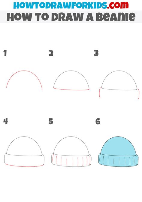 How To Draw A Hat Step By Step, How To Draw A Hat, How To Draw Beanies, How To Draw A Beanie On A Head, Cartoon Beanie Drawing, Beanie Reference Drawing, Beanie Sketch, How To Draw A Sweater, Beanie Drawing References