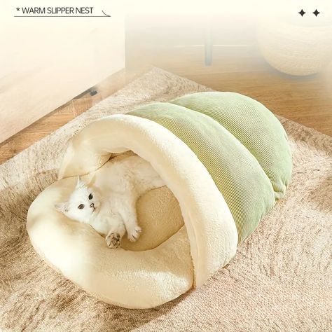 Kitten Beds, Striped Bedding, Dog Bed Furniture, Cat Cave, Cute Slippers, Kittens And Puppies, Small Cat, Indoor Cat, Pet Mat