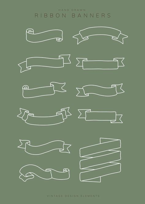 Vintage hand drawn ribbon banner collection vectors | free image by rawpixel.com / Sasi Vintage Banner Vector, Vintage Ribbon Banner, Banner Doodle, How To Draw Ribbon, Typography Ideas, Sale Template, Vintage Banner, Banner Drawing, Web Design Resources