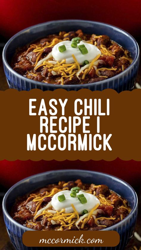 This easy chili recipe features our signature Chili Seasoning Mix that’s zesty, full of flavor and perfect for cold winter nights. Chili Mccormick Recipe, Chilli Recipe Mccormick, Chili Recipe Mccormick, Mccormick Chili Recipe Seasoning Mixes, Mccormick Chili Seasoning Mix Recipe, Mccormick Chili Seasoning Recipe, Mccormick Chili Recipe, Mcalister's Chili Recipe, Mccormick Chili