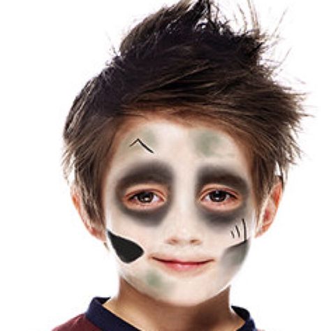 How To Face Paint A Zombie Makeup Costume Halloween, Halloween Makeup Zombie, Kids Zombie Makeup, Boy Halloween Makeup, Halloween Homemade Costumes, Thriller Halloween, Dj Costume, Zombie Face Paint, Zombie Halloween Makeup