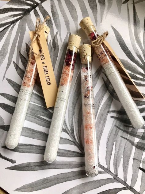 Custom Favor, Bath Salt, Bakers Twine, Pink Salt, Bath Soak, Test Tube, Wedding Gifts, Salt, Bath