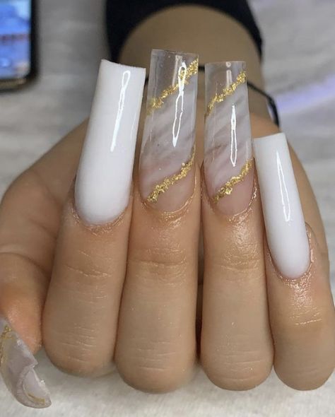 Marble Acrylic Nails, 2022 Nails, Long Acrylic Nail Designs, Nails Cute, Blue Acrylic Nails, Nails Now, White Acrylic Nails, French Tip Acrylic Nails, Simple Acrylic Nails