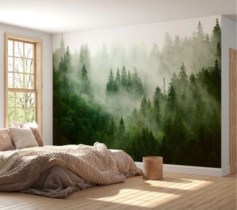 Bless international Amirh Peel & Stick Wall Mural | Wayfair Reno House, Wallpaper Vinyl, Forest Mural, Tree Wall Murals, Ceiling Murals, Forest Wall Mural, Forest Wallpaper, Tree Wallpaper, Peel Stick Wallpaper