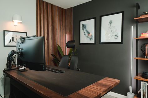 Men’s Home Office, Work From Home Setup, Masculine Office, Office Diy, Basement Office, Home Setup, Modern Home Offices, Home Studio Setup, Man Office