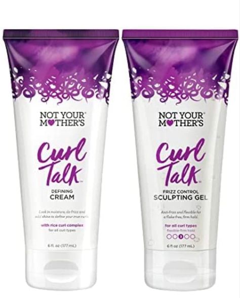 Curl Talk Gel Not Your Mother’s Curl Talk Gel helps style and shape your curls to activate a long lasting, frizz-controlled style that moves with you. Curl Talk Cream Not Your Mother’s Curl Talk Defining Cream helps seal in moisture and control frizz for defined, manageable and bouncy locks. Create maximized definition and shine. Curly Hair Must Haves, Curling Products, Curl Talk, Control Frizzy Hair, Hair Must Haves, Curly Products, Curl Styling, Gold Or Silver Jewelry, Curly Hair Journey