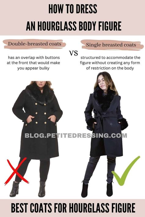 Feminine Body Type, Petite Winter Coats, Feminine Body, Curvy Petite Fashion, Styling Guide, Body Figure, Single Breasted Coat, Winter Coats, Petite Fashion