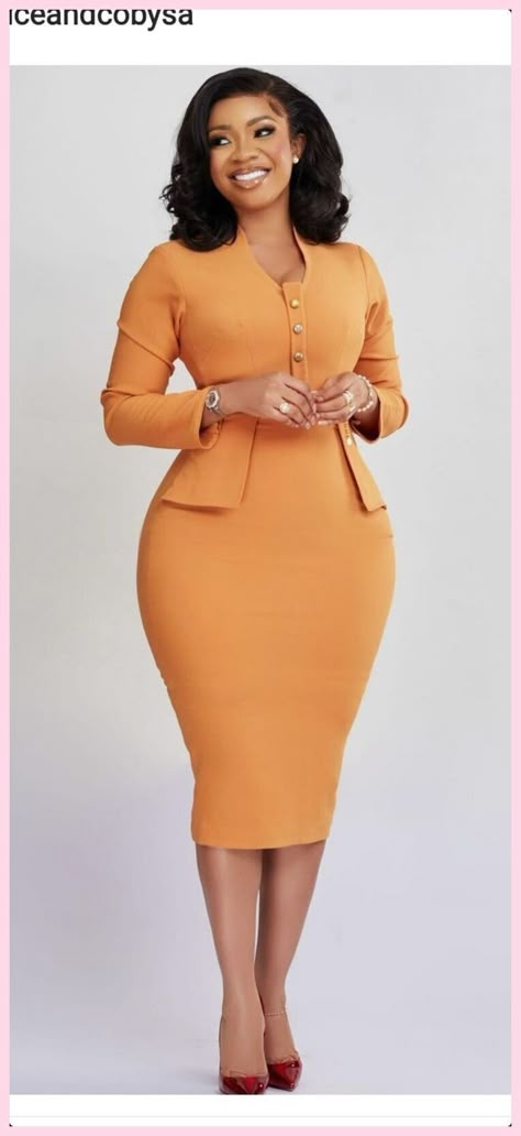 Official Gown For Ladies, Corporate Attire Women Plus Size Business, Work Uniform Ideas Workwear, Coperate Dresses For Women, Suit Gown For Ladies, Office Gown Styles For Ladies, Cooperate Outfits For Women Gown, Official Ankara Dresses For Work, Corporate Dress Women