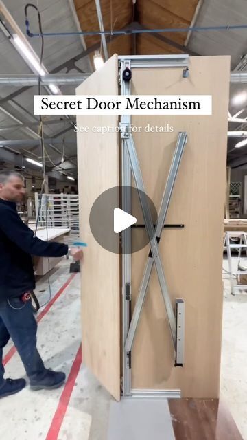 Sliding Door Detail, Secret Door Ideas, Sliding Door Mechanism, Door Mechanism, Safe Door, Slider Door, Office Cupboards, Joinery Details, Sliding Door Systems