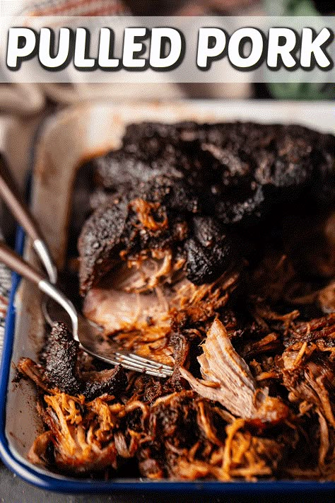 I make this pulled pork recipe all the time and everybody loves it! Just a few ingredients and a low, slow cook, either in the oven, crock pot, or pressure cooker. Comes out so juicy and tender with lots of chewy bark! How To Make Bbq Pulled Pork In Crock Pot, Pulled Pork In The Oven, Pulled Pork In Oven, Oven Pulled Pork, Best Pulled Pork Crock Pot Recipes, Slow Cooker Pulled Pork Bbq, Oven Slow Cooked Pulled Pork, Easy Pulled Pork Crock Pot Recipes, Barbecue Pulled Pork Crockpot Easy Recipes