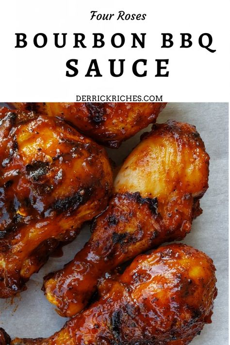 Bourbon Bbq Sauce Recipe, Chicken Wing Sauce, Hot Wing Sauce, Bourbon Bbq Sauce, Four Roses Bourbon, Hot Wing Sauces, Wing Sauce Recipes, Chicken Wing Sauces, Bourbon Sauce