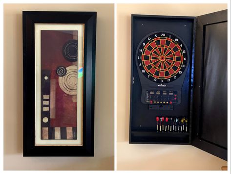 Hidden Dart Board Ideas, Hidden Dart Board, Behind Dart Board Diy, Custom Dart Board Cabinet, Dart Board Wall Ideas, Electronic Dart Board Cabinet, Skeleton Dartboard Cabinet, Dartboard Cabinet Background, Future Therapist