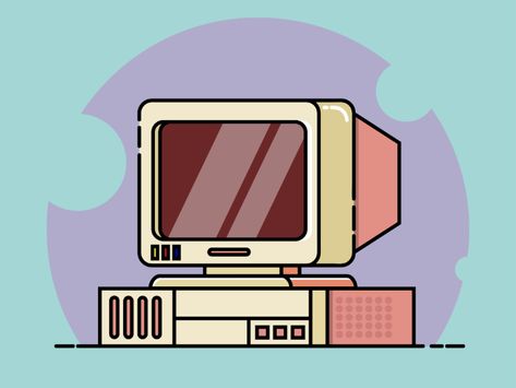 90's Computer Flat Design . . Hope you like it, if you like it you can Follow my dribbble . . See more my work on Instagram @zaidaanahmaad How To Draw A Computer, Laptop Illustration Art, Computer Logo Design, Old Computer Drawing, Vintage Computer Illustration, Pc Illustration, Retro Computer Illustration, Computer Painting, Tv Illustration