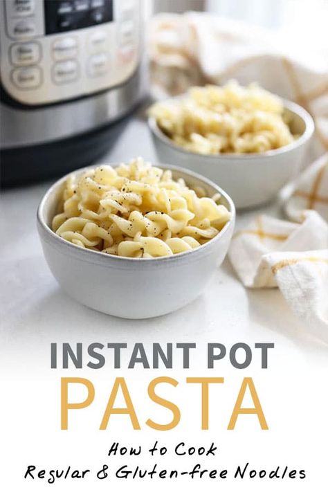 Instant Pot Pasta is a life-saver on busy nights! Here's how to cook regular, whole wheat, & gluten free noodles in the pressure cooker perfectly every time Gluten Free Instant Pot Recipes, Free Noodles, Instant Pot Pasta, Gluten Free Instant Pot, Gluten Free Spaghetti, Gluten Free Noodles, Best Instant Pot Recipe, Healthy Instant Pot Recipes, Wheat Gluten