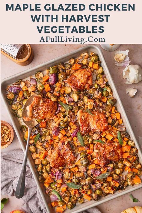 Sausage Butternut Squash Brussel Sprouts, Chicken Thigh Butternut Squash, Harvest Chicken Sheet Pan, Sheet Pan Chicken Butternut Squash, Thanksgiving Chicken Thighs Recipes, Maple Dijon Chicken Thighs, Fall Harvest Meals, Sheet Pan Chicken And Brussel Sprouts, Chicken Breast Fall Recipes