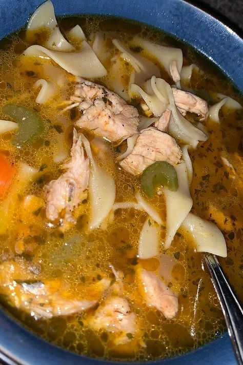 Chicken Noodle Soup | "THE VERY BEST!!!! I've made this several times and it is always delicious." #souprecipes #soupinspiration #soup #stew #chili #soupideas Chicken Noodle Soup Ingredients, Chicken Noodle Soup Recipe, Chicken Noodle Soup Easy, Noodle Soup Recipe, Cream Of Celery Soup, Boiled Chicken, Chicken Noodle Soup Homemade, Noodle Soup Recipes, Soup Recipes Chicken Noodle