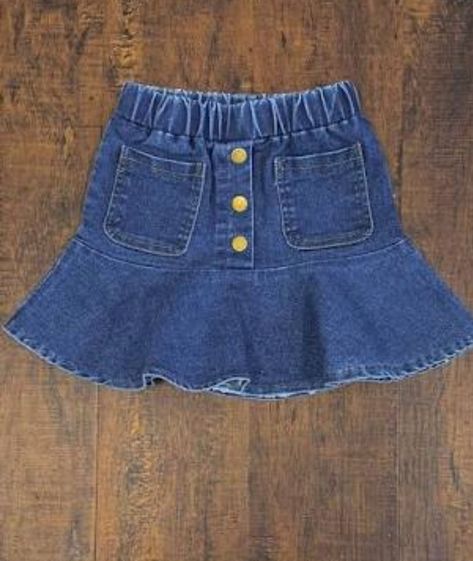 Button Front Denim Skirt, Girls Clothes Patterns, Kids Blouse Designs, Girl Dress Patterns, Kids Fashion Dress, Baby Frocks Designs