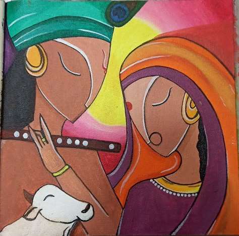 Easy Abstract Painting with acrylic colours on canvas for beginners. Lord Krishna Canvas Painting Easy, Radha Krishna Abstract Painting Easy, Radhakrishna Abstract Paintings, Indian God Abstract Painting, Abstract Painting Of Krishna, Indian Aesthetic Painting Easy, Easy Painting Of Krishna, Abstract Art Of God, Easy Krishna Painting For Beginners