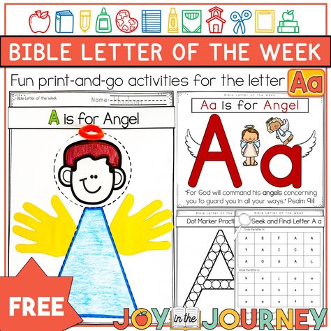 Bible Letter-of-the-Week Curriculum Preschool Bible Lessons, Preschool Letter, Kindergarten Letters, Preschool Bible, Understanding The Bible, Bible History, Letter Of The Week, Alphabet Crafts, Preschool Letters