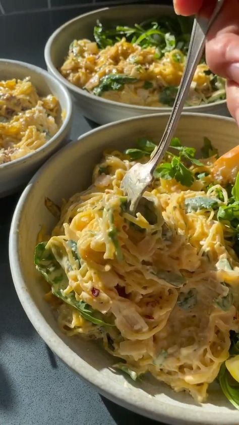 Creamy Garlic Spaghetti Squash, Creamy Garlic Spaghetti, Garlic Spaghetti Squash, Sara Haven, Chipotle Pasta, Garlic Spaghetti, Health Dinner, Gluten Intolerance, Recipes Vegan