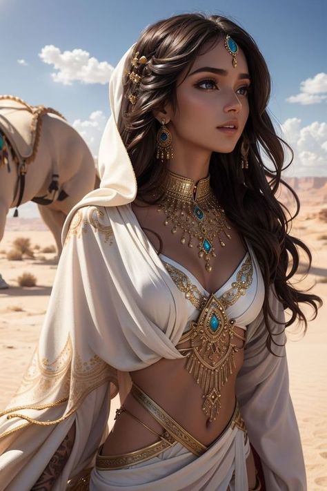 Anime Show, Beauty Queen, Fantasy Dress, American Beauty, Fantasy Clothing, Character Portraits, The Desert, Beautiful Woman, Belly Dance