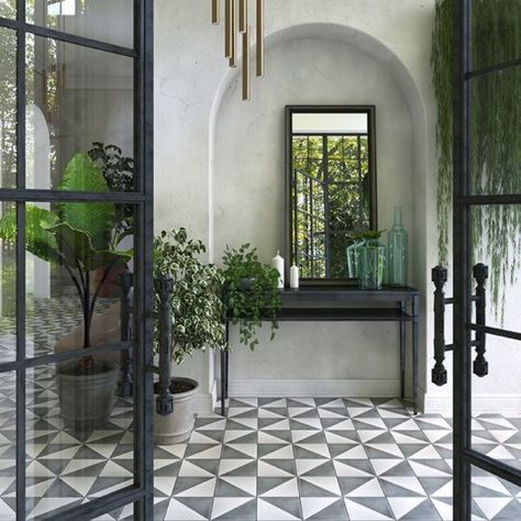 Arsitektur Kolonial, Porch Tile, Patio Tiles, Casas Coloniales, التصميم الخارجي للمنزل, Encaustic Cement Tile, Mirror On The Wall, Encaustic Tile, Cement Tiles