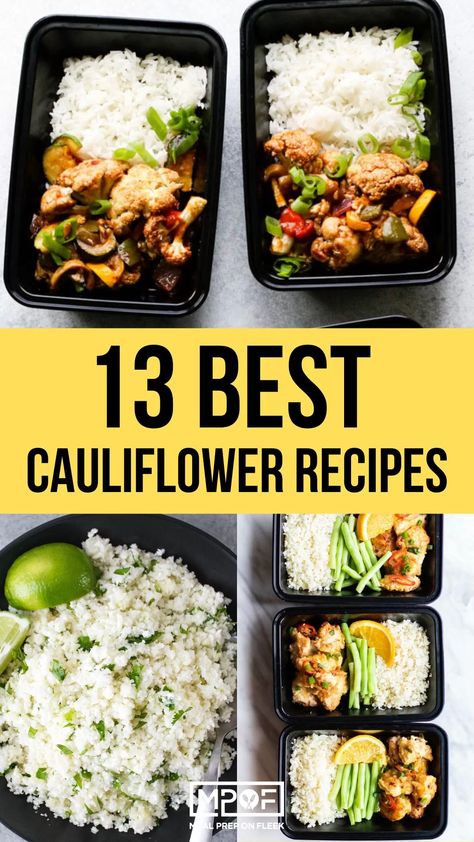 13 Best Cauliflower Recipes | Meal Prep on Fleek Meal Prep Cauliflower Rice, Cauliflower Meal Prep, Cauliflower Rice Meal Prep, Recipes With Cauliflower, Cauliflower Bowls, Cauliflower Bacon Soup, Best Cauliflower Recipes, Best Cauliflower Recipe, Easy Cauliflower Recipes