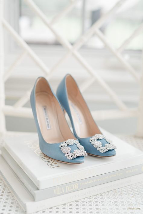 Hollywood Regency - WedLuxe Magazine Kasut Pengantin, Blue Wedding Shoes, Wedding Shoes Bride, Something Blue Wedding, Bridal Heels, Blue Bridal, Shoe Inspiration, Wedding Heels, Bride Shoes