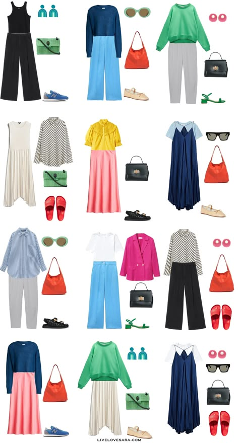 How to Bring Dopamine Dressing into a Summer Capsule Wardrobe - livelovesara Outfits Colorful, Capsule Wardrobe Casual, Capsule Wardrobe Women, Spring Summer Capsule Wardrobe, Colorful Wardrobe, Vibrant Outfits, Colour Combinations Fashion, Color Combos Outfit, Dopamine Dressing