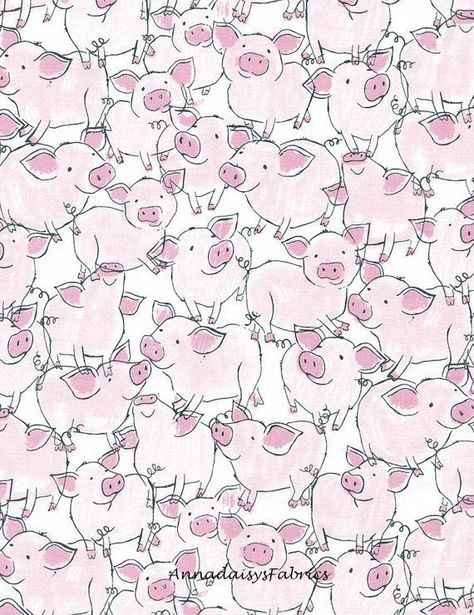 AnnadaisysFabrics's shop on Etsy https://www.etsy.com/shop/AnnadaisysFabrics Pig Quilt, Pig Fabric, Pig Wallpaper, Baby Pig, Baby Farm Animals, Pig Art, Cute Piggies, Baby Pigs, This Little Piggy