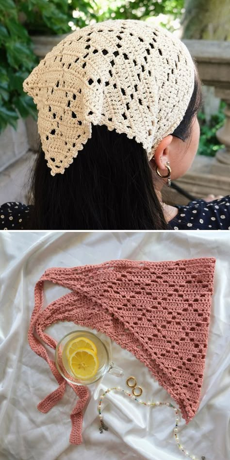 Yolanda Head Scarf Crochet Pattern Crocheted Headbands, Crochet Baby Cap, Crochet Headband Pattern Free, Crochet Bandana, Mode Crochet, Crochet Headband Pattern, Crochet Hair Accessories, Crochet Design Pattern, Crochet Clutch