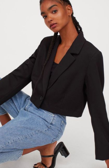 Cropped Blazer and Quilted Collection | Truffles and Trends Black Cropped Blazer Outfit, Short Blazer Outfits, Crop Blazer Outfit, Cropped Blazer Outfit, Cropped Jacket Outfit, Black Blazer Outfit, Blazer Outfit, Crop Blazer, Blazer And Shorts