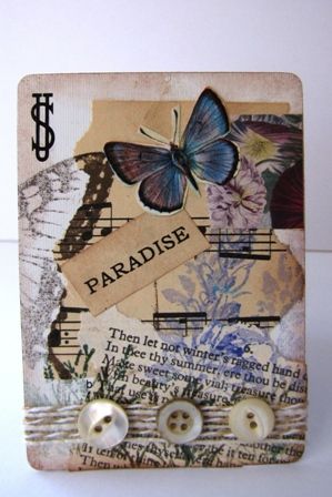 ATC Altered Playing Card Playing Card Crafts, Trading Card Ideas, Playing Cards Art, Art Trading Cards, Atc Cards, Vintage Junk Journal, Handmade Tags, Cards Ideas, Mixed Media Art Journaling